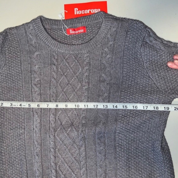 Rocorose Women's knitted Sweater Long Sleeve Crew Neck Pullover Gray XL BRANDNEW - Picture 4 of 6